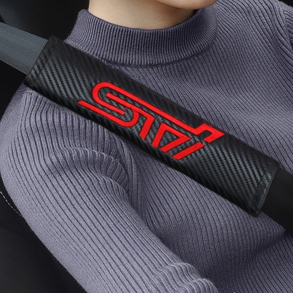 Car Seat Belt Shoulder Pads Protective Cover STI Logo For Subaru
