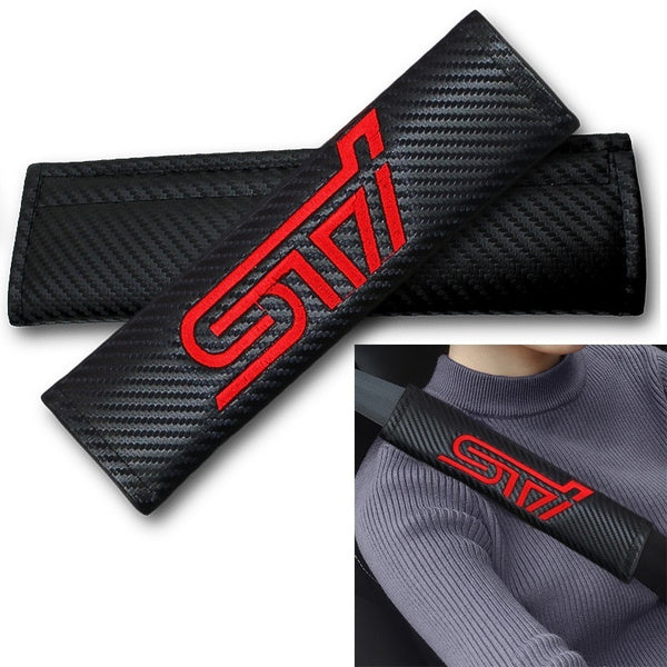 Car Seat Belt Shoulder Pads Protective Cover STI Logo For Subaru