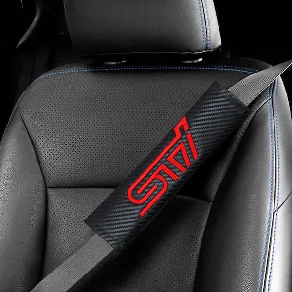 Car Seat Belt Shoulder Pads Protective Cover STI Logo For Subaru