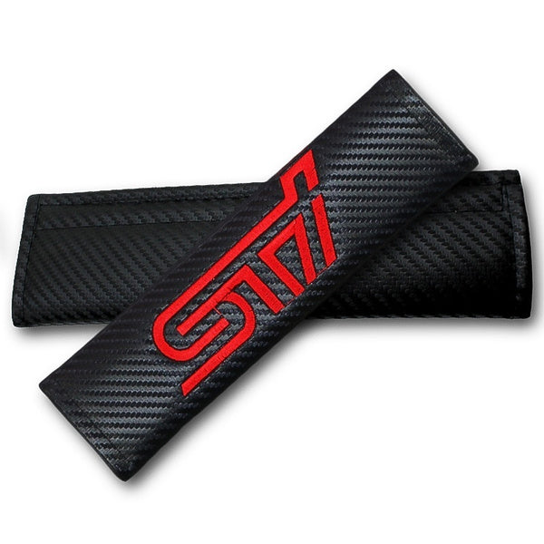Car Seat Belt Shoulder Pads Protective Cover STI Logo For Subaru