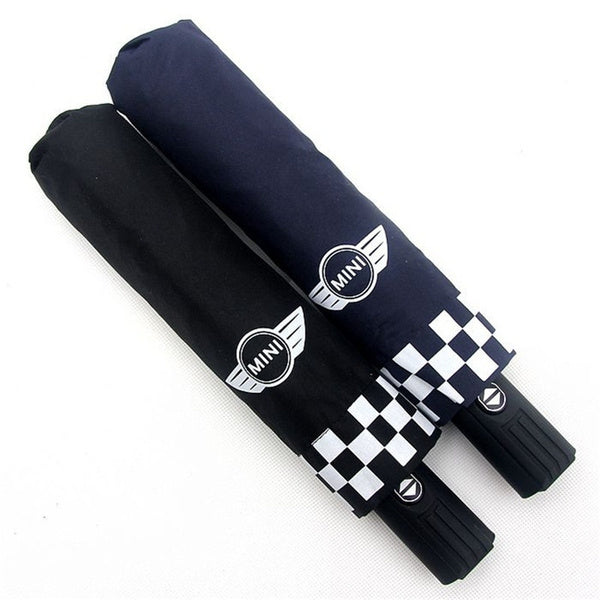 Black Checkered Automatic Folding Umbrella for BMW MINI Cooper