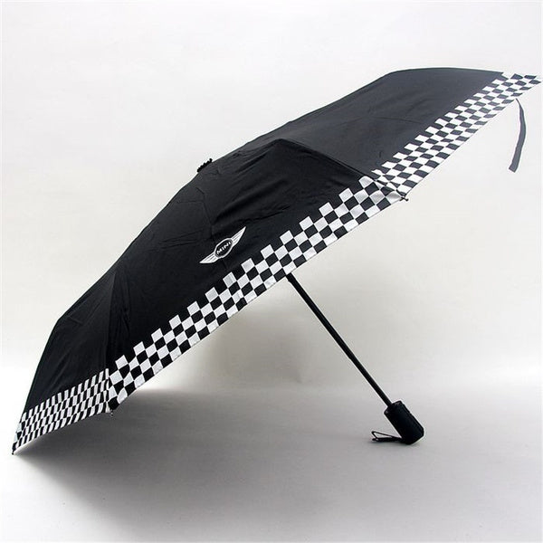 Black Checkered Automatic Folding Umbrella for BMW MINI Cooper