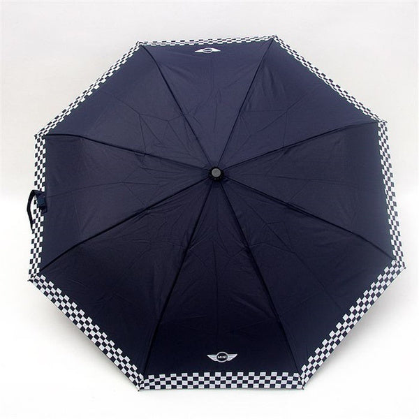 Black Checkered Automatic Folding Umbrella for BMW MINI Cooper