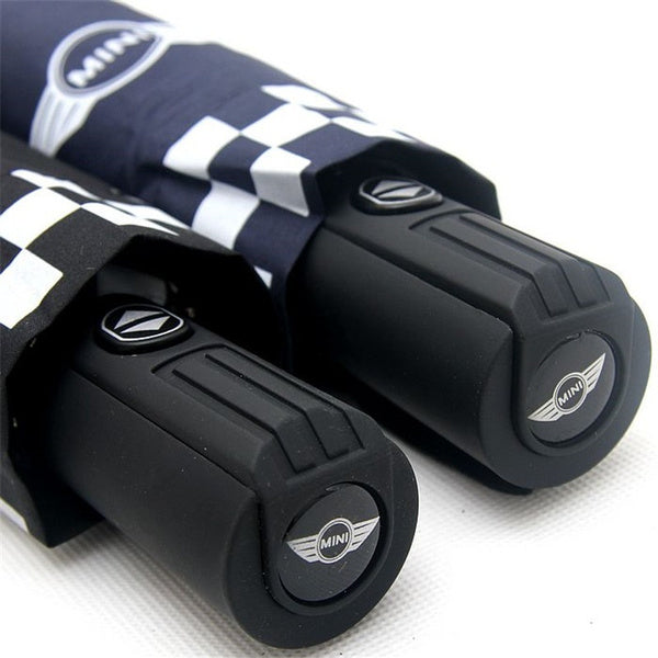 Black Checkered Automatic Folding Umbrella for BMW MINI Cooper